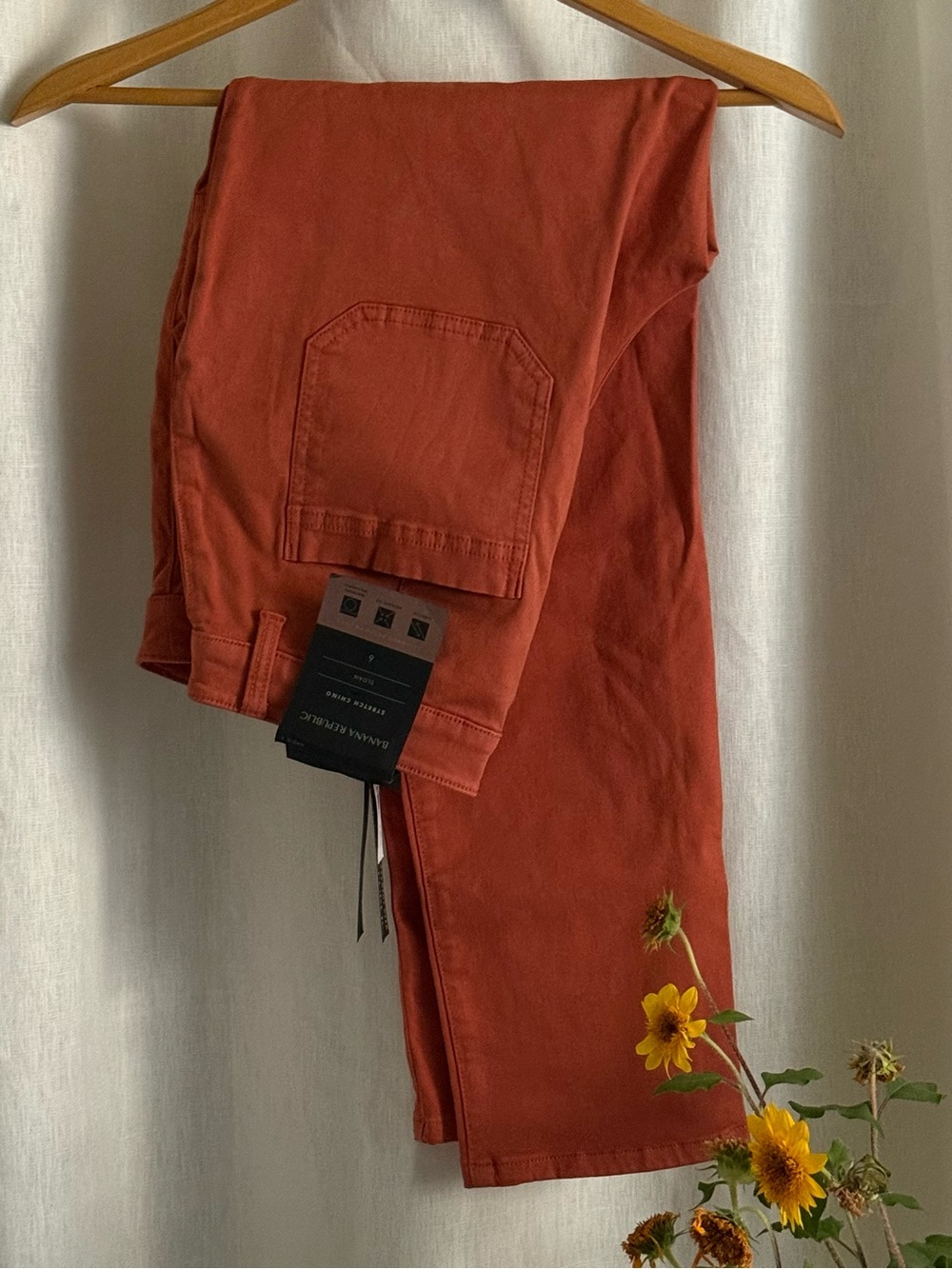 NWT Banana Republic Sloan Cargo Pants 6 Terracotta Orange Skinny Ankle Stretch